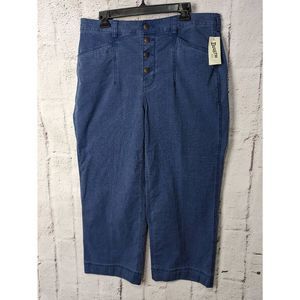 Duluth Trading Shop Square Button Fly Jeans Womens Blue Denim Sz 16 (36x26) NWT